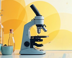 Microscópio e itens de laboratório