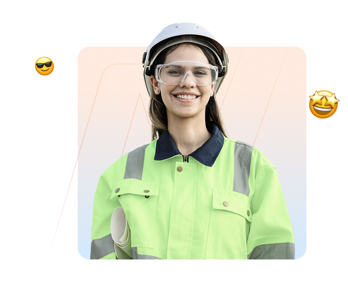 Uma jovem negra de cabelos longos, roupas claras e camisa azul clara. Está segurando no braço esquerdo sua mochila azul com estrelas brancas e cadernos alaranjados no braço direito. Compondo a imagem vemos informações apenas visuais de cursos e de video-aulas, trazendo a interpretação de que há diversos cursoso do Futuro.Digital disponíveis para o público.