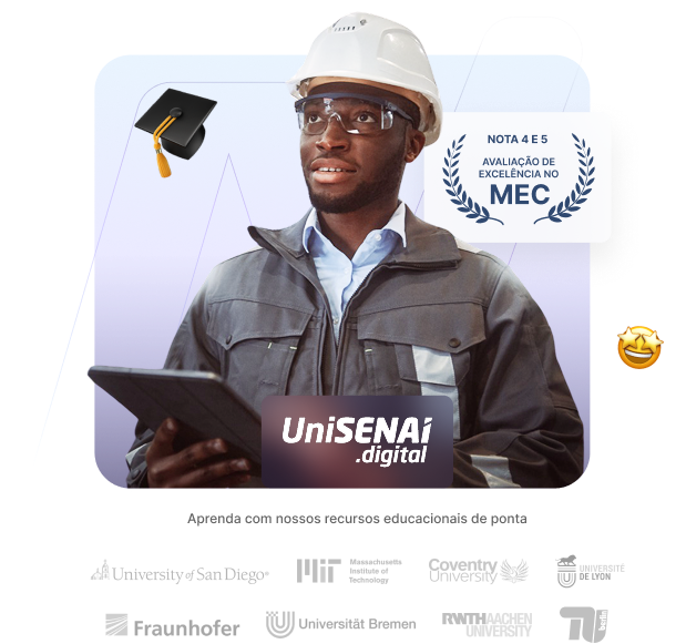 Uma jovem negra de cabelos longos, roupas claras e camisa azul clara. Está segurando no braço esquerdo sua mochila azul com estrelas brancas e cadernos alaranjados no braço direito. Compondo a imagem vemos informações apenas visuais de cursos e de video-aulas, trazendo a interpretação de que há diversos cursoso do Futuro.Digital disponíveis para o público.